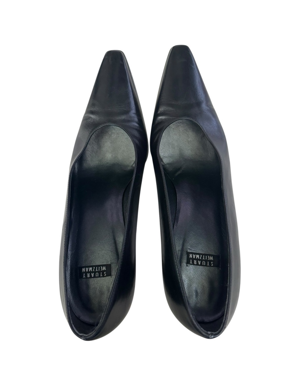 Stuart Weitzman Black Leather Pointed Toe Pumps Size 8B Classic Quiet Luxury - Picture 5 of 6